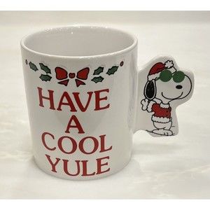 Snoopy Mug Christmas Joe Cool Have A Cool Yule Peanuts Willitts Vintage Charlie